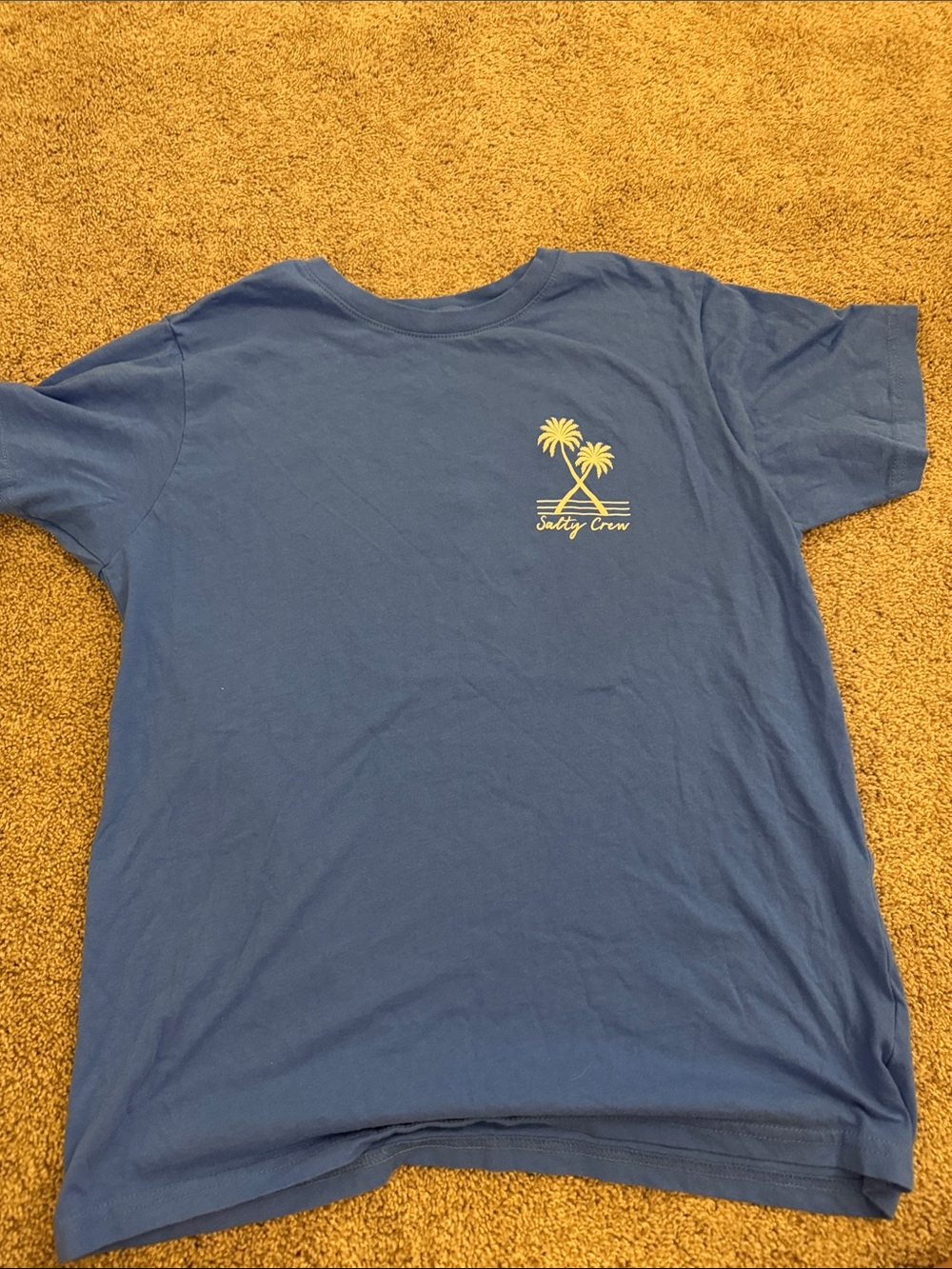 Salty Crew Blue Tee with Yellow Palm Chest Print